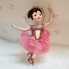 Kurt Adler Little Girl Ballerina Ornament Dark Pink C8339 4" Brand New, Cute 