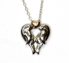 925 sterling silver love birds 10k  diamond Heart pendant chain necklace 4.1g 18 — photo 2