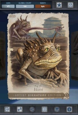 Star Wars Card Trader - Original Art Signature Fauna Worrt Epic 160cc