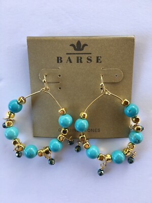New Barse Earrings turquoise hematite Hoops beads