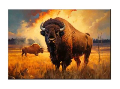 Fun Gift-Bison-Buffalo-Painting-Giclée Print-Unique Home Wall Decor-V