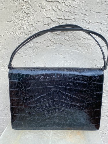 Sac Main Vintage En Peau De Crocodile Véritable - Occasion Avec Traces D'usage - Pochette Main