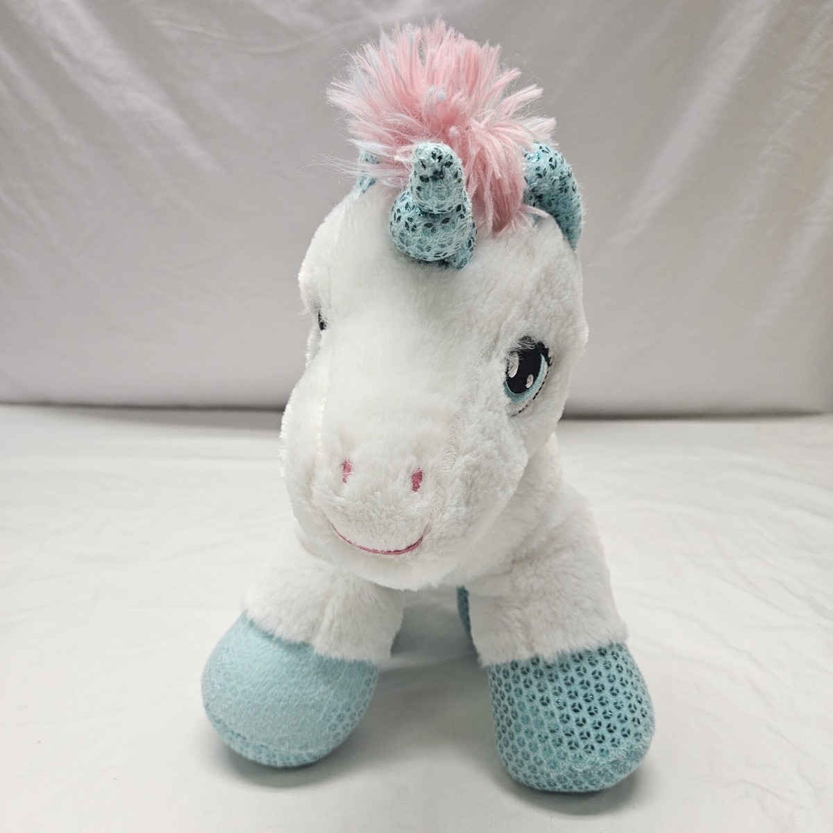 Dandee Collectors Choice White Blue Pink Sequins Unicorn 12 Inch