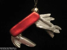 BLOWN GLASS RED POCKET KNIFE CHRISTMAS ORNAMENT~NWT