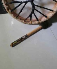 Drumbeater for skin or vegan shamanic drum, spirit animal owl artwork vinted