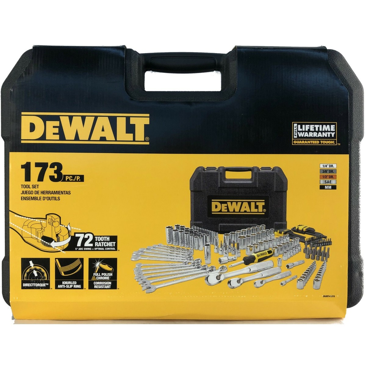 Strong Durable1/4 x 3/8 Polished Chrome Tool Set 173-Piece