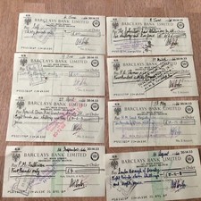 Vintage Barclays Bank Used Cheques Bromley Kent Branch 1966 X 15