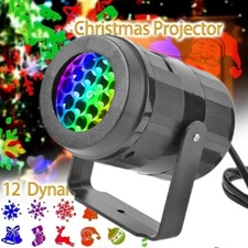 12 Patterns LED Christmas Projector Light Laser Landscape Xmas Moving Fairy Lamp