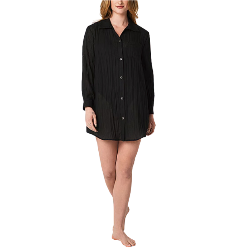 blue dress for baby girl La Blanca Capri Lace-Up Caftan - Black main image 1