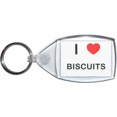 Biscuits I Love Heart Clear Plastic Key Ring (S, M or L)
