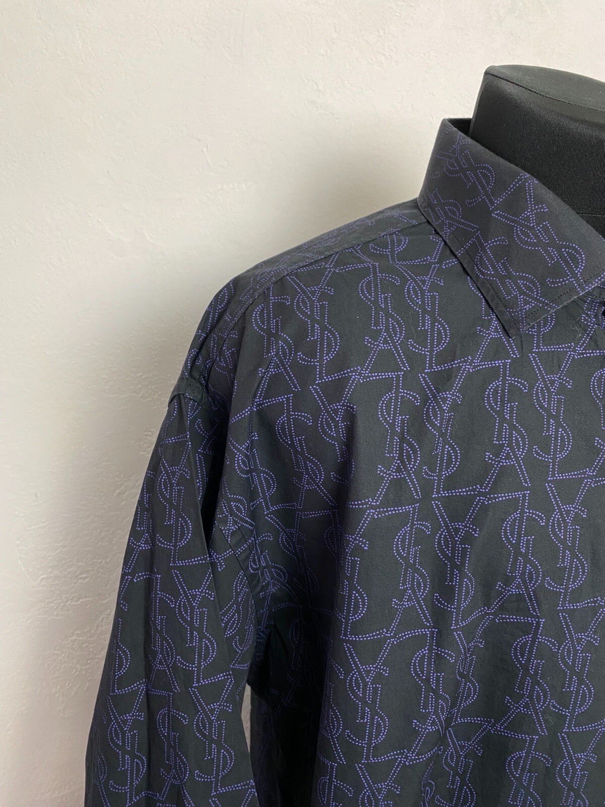 Camicia YSL Yves Saint Laurent Monogram Big Logo con bottoni taglia XL RARA VINTAGE