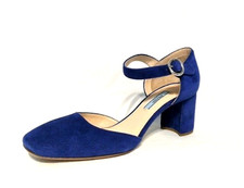 NEW PRADA Women's Chunky Heel Blue Suede Dress Pump Sz 7 (37 IT)