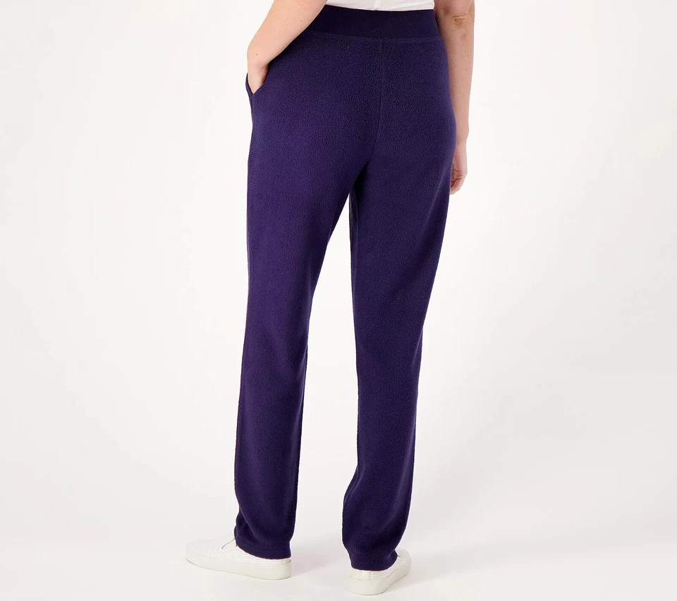 Denim & Co. Comfort Zone Baby Sherpa Slim Straight Pants - Black (PXL) a462510 - - Image 3 of 3