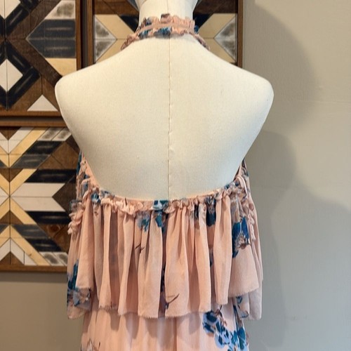 Ulla Johnson Valentine Silk Ruffle Floral Off-Shoulder Dress in Nude size 2 - Picture 8 of 14