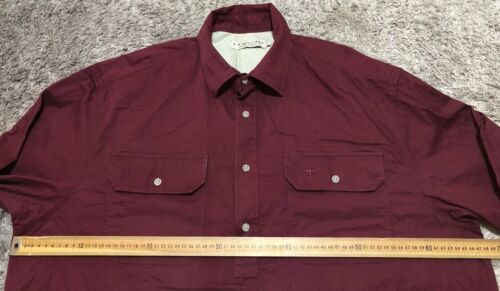 N47 Genuine R M Williams Longhorn Brigalow Cotton Shirt Burgundy Mens 3XL Exelnt - Picture 5 of 13