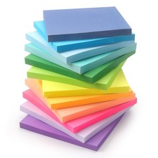 12 Pack Bright Colors Sticky Notes 3x3 Inch, Strong Sticky Self-Adhesive Note...