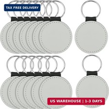 JEUIHAU 15 PCS Sublimation Keychain Blanks, Round PU Leather Sublimation Keychai