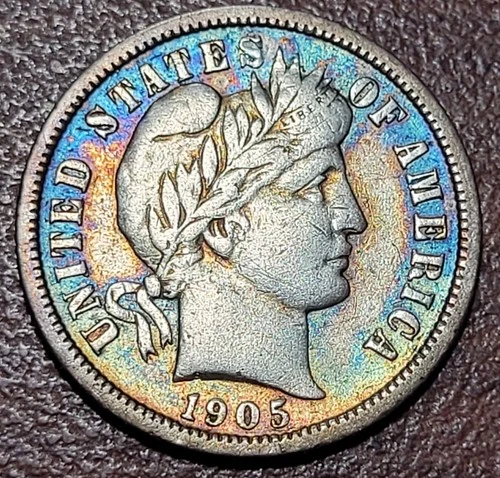 1905-S Barber Dime VF Very Fine Details Better Date Silver 10c Coin cleaned re-t