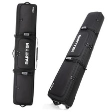 Double Rolling Ski Bag with Wheels, Padded Ski Bag for Air Travel 175cm Black