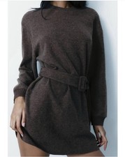 Zara Ribbed Knit sweater Dress inBrown size small