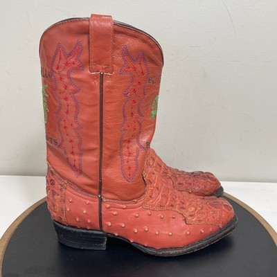 El Ballo Boots Men 7 Crocodile & Leather Western Cowboy Boots Embroidered Exotic