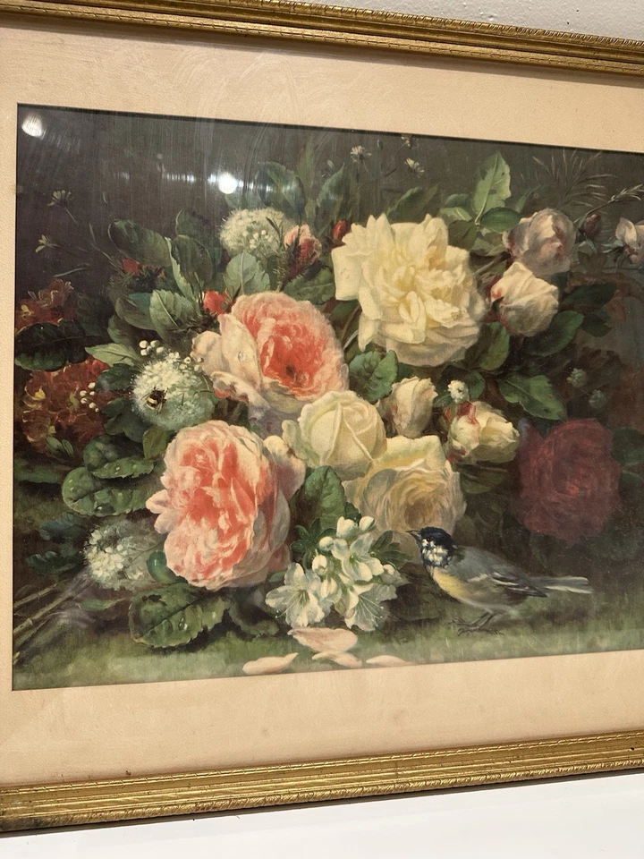 Litografía "Fragrance in Bloom" de Jean-Baptiste Robi 1940 marco original 26x22 Foto 3 de 4