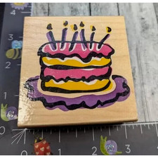 Rubber Stampede Birthday Cake Duet Z908H Rubber Stamp Wood A101