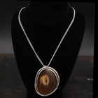 VTG Sterling Silver HUGE MEXICO AGATE VJL Statement Pendant 20.5" Necklace 84g — photo 3