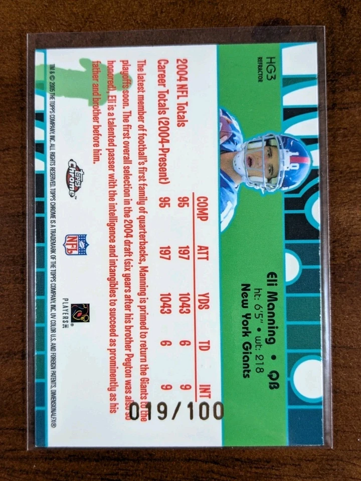 2005 Topps Chrome Refractor Eli Manning /100 Hidden Gold Anniversary 🔥 #HG3 - Image 2 of 4