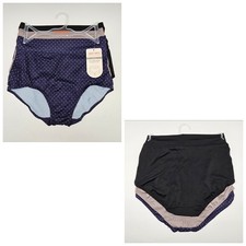 WARNERS 3 Pack Women's S M L XL High Waist Micro Brief Panties Navy Blue Beige