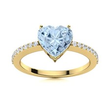Natural Aquamarine Solitaire with Accents Ring Jewelry 925 Sterling Silver