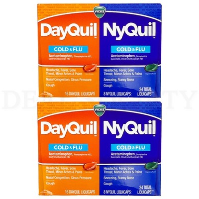 Vicks DayQuil and NyQuil Combo Pack 24 Count Each Lot of 2