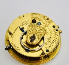 RARO movimento orologio da tasca scappamento 30 denti leva rack c. 1810 RUSSELL FUNZIONA