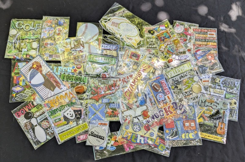 Lot of 76 Scrapbook Stickers & Embellishments Kids School Sports Music NEW Seale