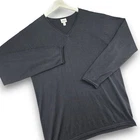 ARMANI COLLEZIONI Mens L Black Silk Blend V-Neck Lightweight Sweater Long Sleeve