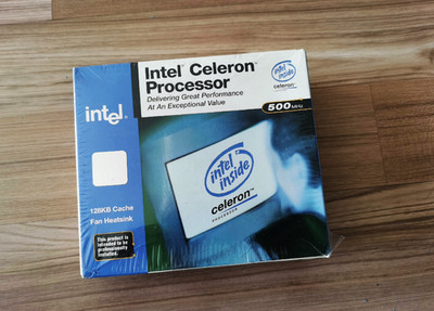 Brand-new Intel Celeron 500. Outer packaging opened; inner packaging unopened.