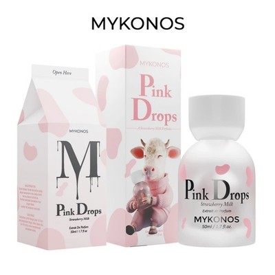 MYKONOS Pink Drops Perfume 50ml Strawberry Milk Sweet Gourmand Fragrance