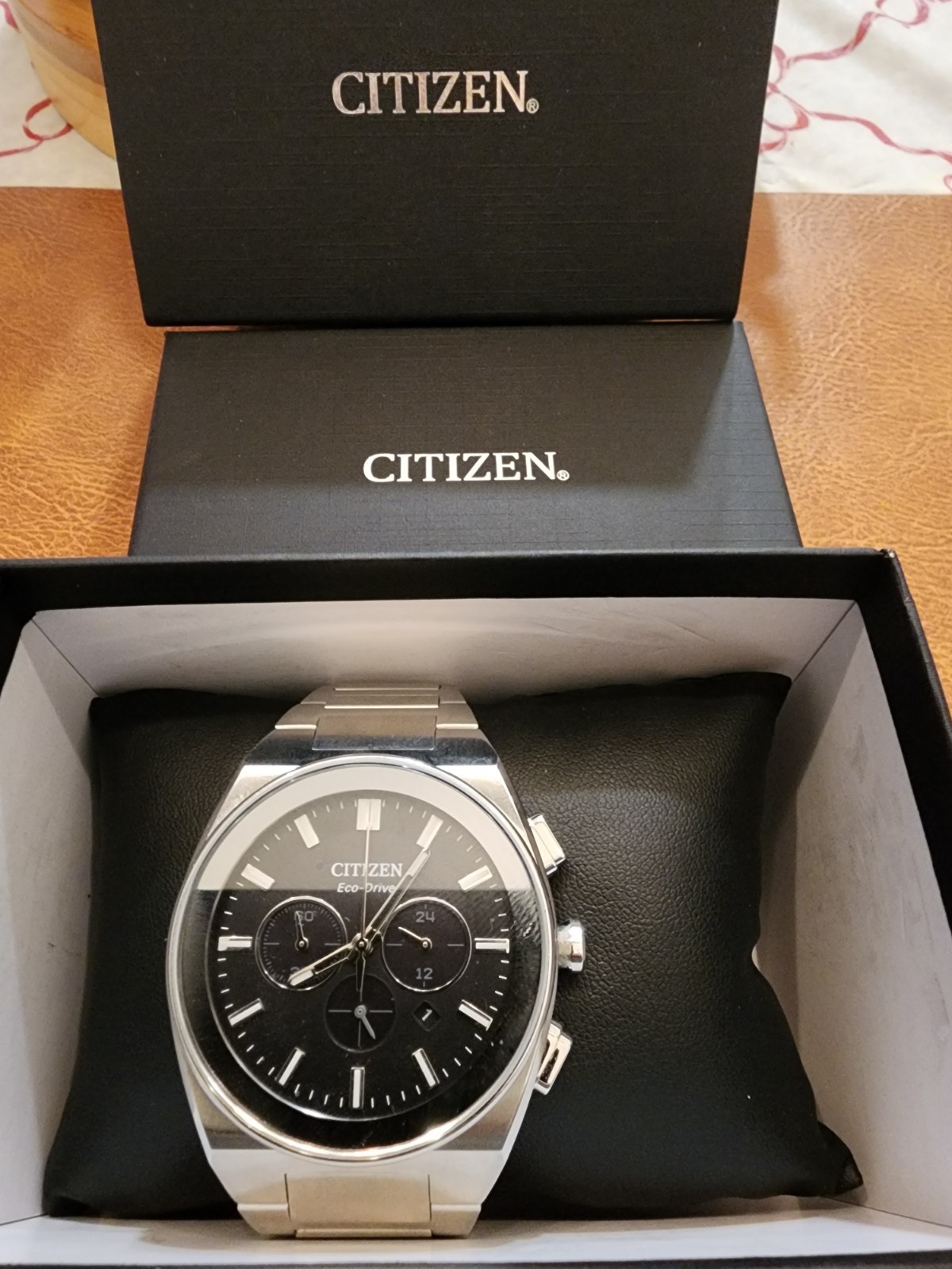 Citizens Mens Eco-Drive Chronograph Silver Stainless Steel Watch 43MM CA4580-50E