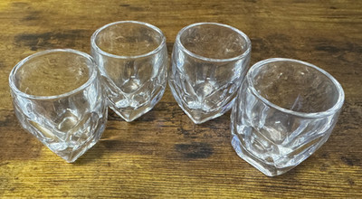Moser Barware Clear Cut Arch Design -- Set of 4 Shot Glasses 2 3/8''