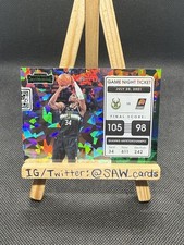 2021-22 Contenders Giannis Antetokounmpo Game Night Ticket #15 Green Ice Prizm