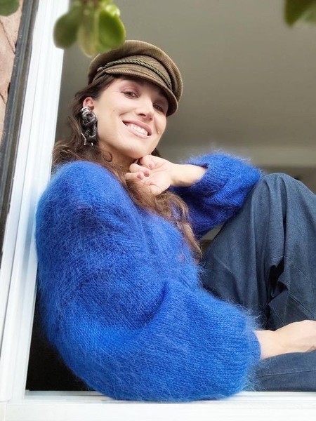 Women Closed Sweater Navy Alpaca S