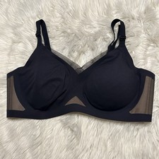 Honeylove 1X Bra Black Crossover Wireless Back Closure Removable Pads