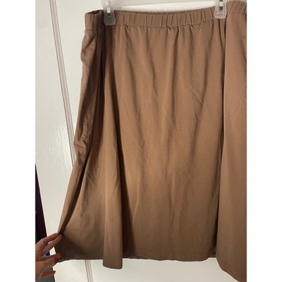 Main Street Exchange Brown Elastic Waist Midi Skirt Plus Size 3X