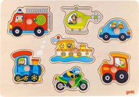 Steckpuzzle Verkehrsmittel 30 X 21 Cm, Holz, 7 Teile, Per StüCk Goki Spiel Goki