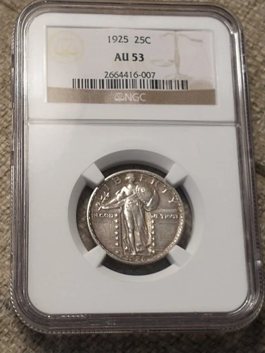 1925 Standing Liberty Quarter, NGC AU 53, Superb Strike