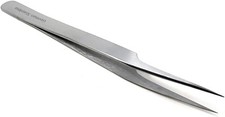 High Precision Stainless Steel Lab Tweezers/Forceps with Offset Fine Tips 4.5"