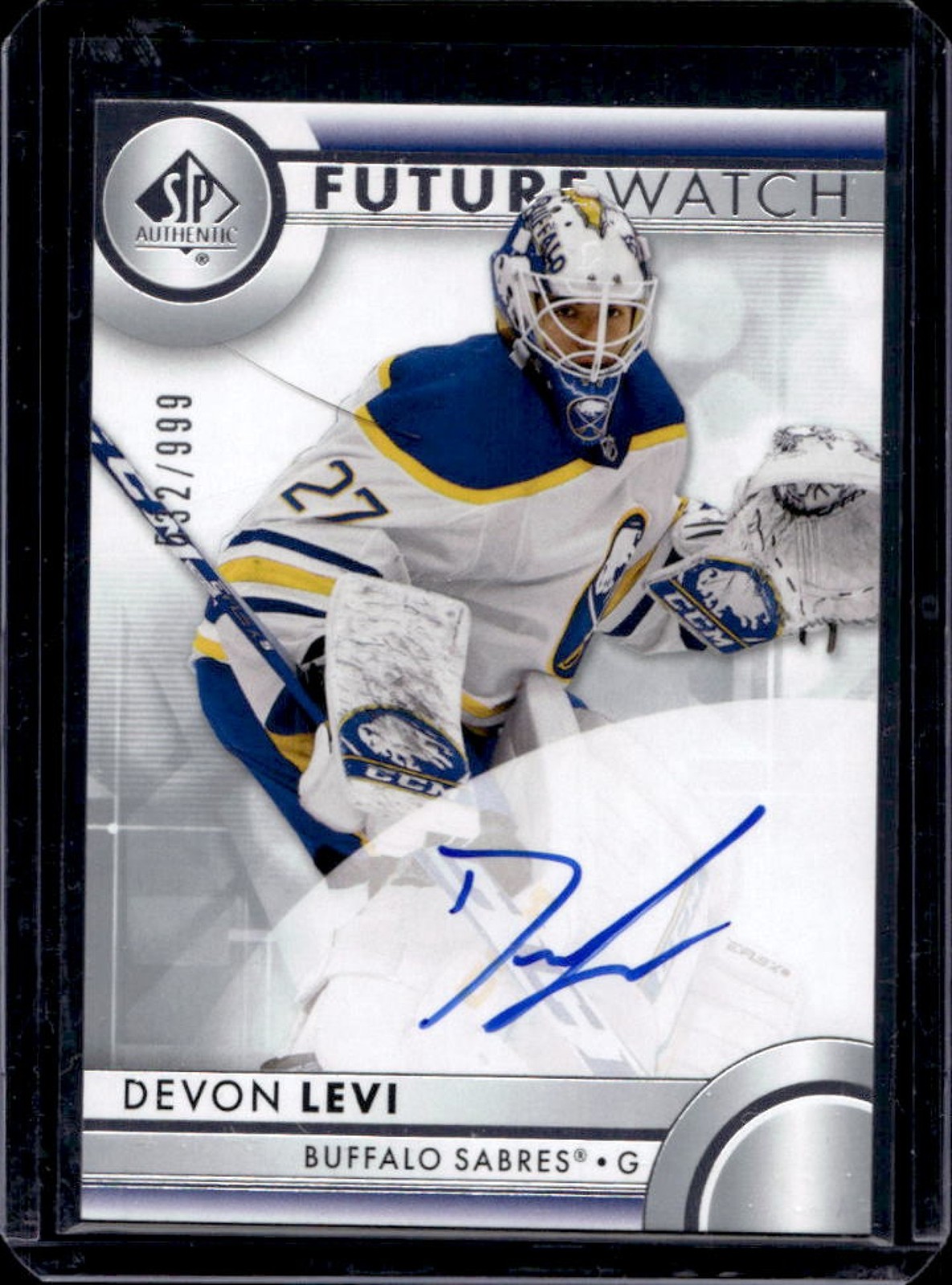2023-24 SP Authentic Devon Levi Rookie Auto RC Future Watch #/999 Sabres