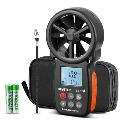 BTMETER BT-100 Digitales Anemometer Handgerät, Anemomter Windgeschwindigkeitsmesser für