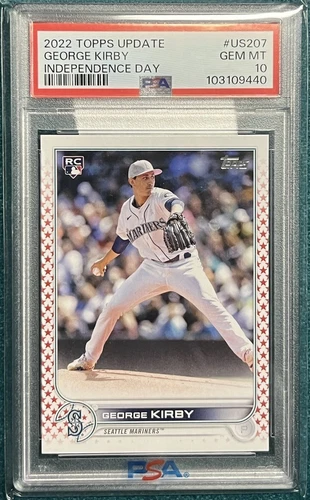 2022 Topps Update George Kirby Independence Day /76 Rookie RC - PSA 10 Gem Mint