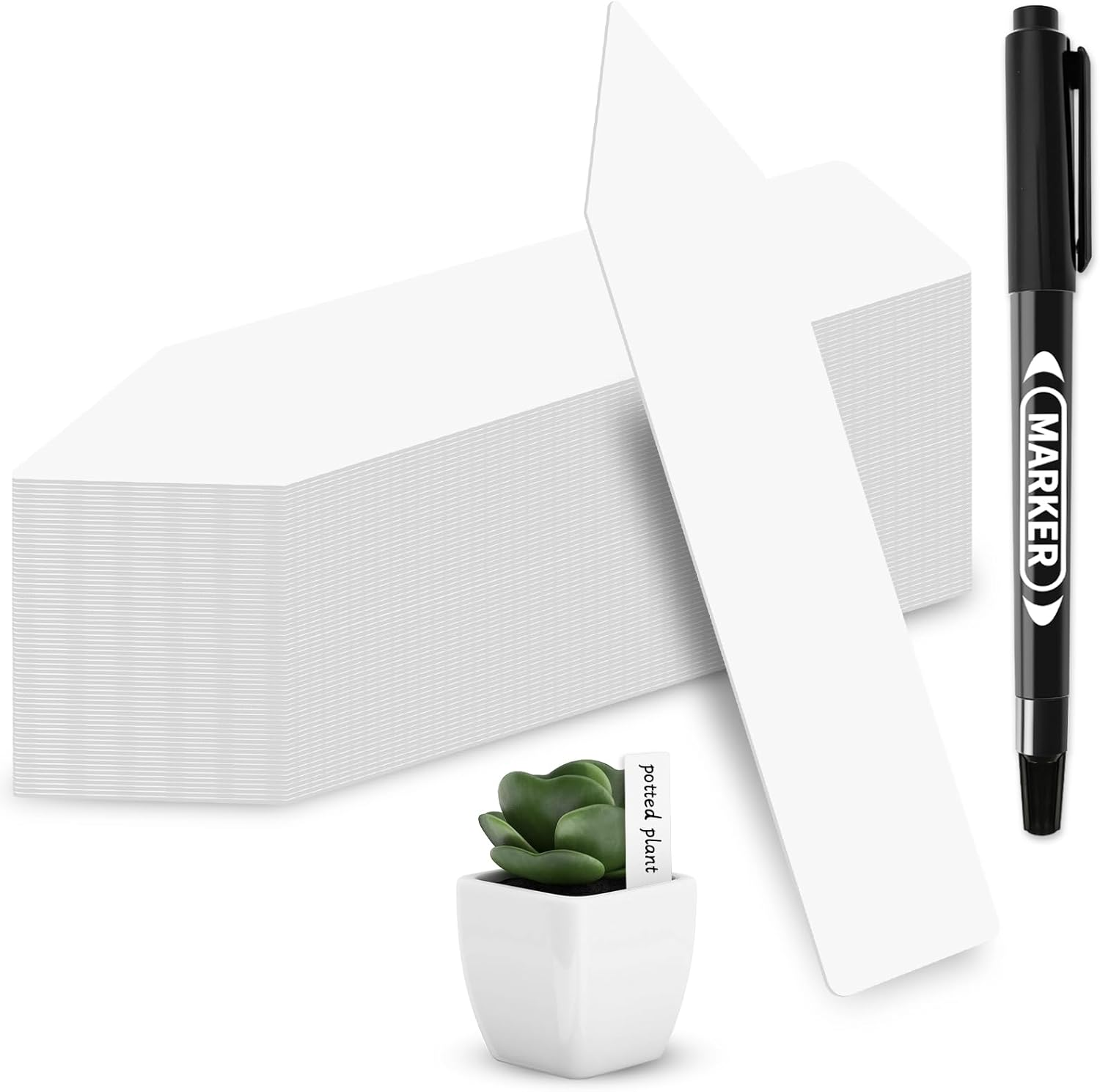 110 Pcs White Plastic Plant Labels & Markers,10 CM Reusable Plants Name Tags,Pla